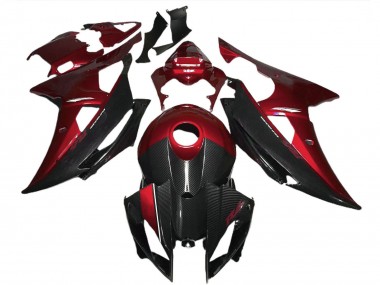 2008-2016 Yamaha R6 Motorcycle Fairings - Red Black Carbon Fiber Style UK