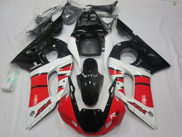 1998-2002 Yamaha R6 Motorcycle Fairings - White Red Glossy Black UK