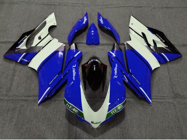 2015-2020 Ducati 959 1299 Motorcycle Fairings - Blue White Glossy Black Unibat Flex-Box OEM Style UK
