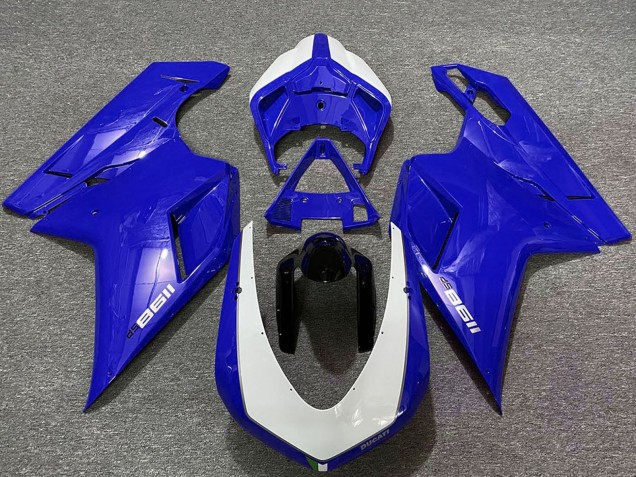 2007-2014 Ducati 1198 Motorcycle Fairings - Glossy Blue White UK