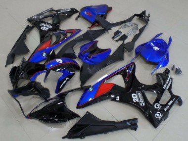 2009-2014 BMW S1000RR Motorcycle Fairings - Blue Red Glossy Black Castrol UK