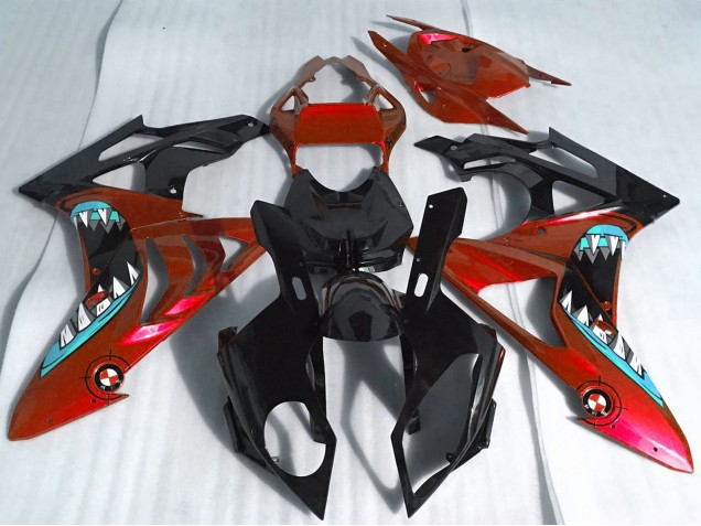 2017-2018 BMW S1000RR Motorcycle Fairings - Red Glossy Black Shark UK
