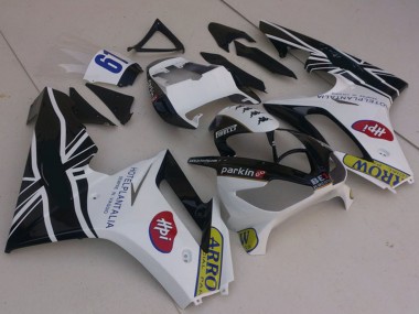 2006-2008 Triumph Daytona 675 Motorcycle Fairings - White Glossy Black with Flag UK
