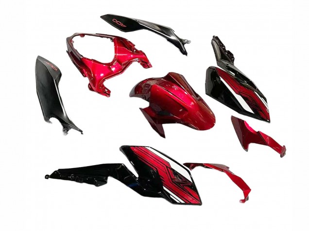 2018-2024 Kawasaki Z400 Motorcycle Fairings - Candy Red Glossy Black UK