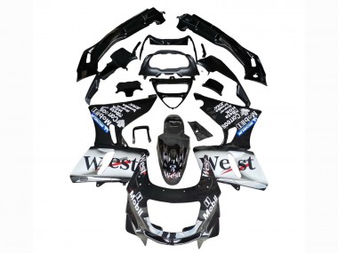 1993-2007 Kawasaki ZZR400 Motorcycle Fairings - Glossy Black White West UK