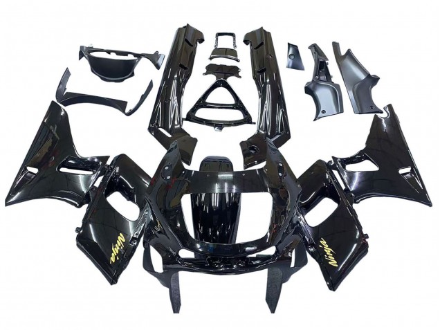 1993-2007 Kawasaki ZZR400 Motorcycle Fairings - Glossy Black Gold Ninja UK
