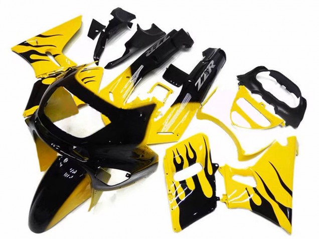 1998-2003 Kawasaki ZZR600 Motorcycle Fairings - Yellow Black Flame UK