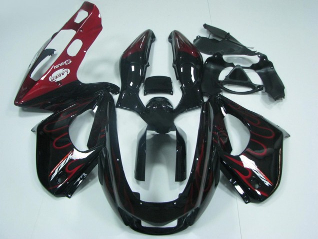 1997-2007 Yamaha YZF 1000R Thunderace Motorcycle Fairings - Black with Red Flame UK