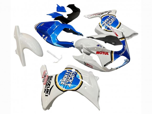 2003-2013 Suzuki SV650 Motorcycle Fairings - White Blue Lucky Strike Motul UK