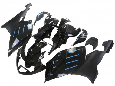 2005-2010 BMW K1200S Motorcycle Fairings - Glossy Black Matte Black Blue Lines UK