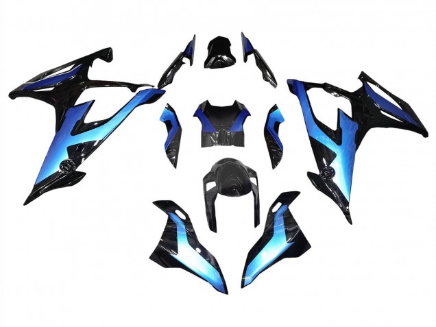 2019-2022 BMW S1000RR Motorcycle Fairings - Black Gradient Blue UK