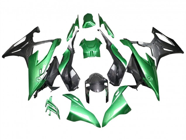 2019-2022 BMW S1000RR Motorcycle Fairings - Glossy Black Green Carbon Fiber UK