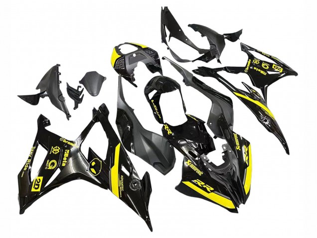2019-2022 BMW S1000RR Motorcycle Fairings - Glossy Black Yellow UK