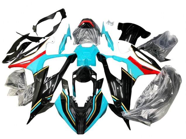 2019-2022 BMW S1000RR Motorcycle Fairings - Black Sky Blue Red UK