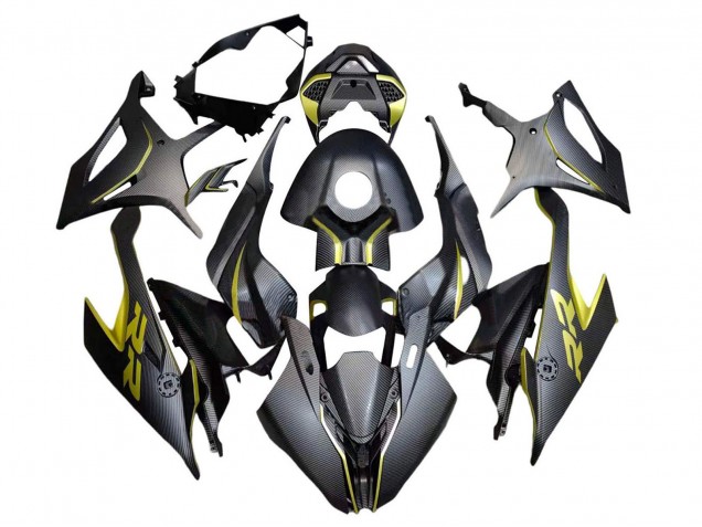 2019-2022 BMW S1000RR Motorcycle Fairings - Black Yellow Carbon Fiber UK