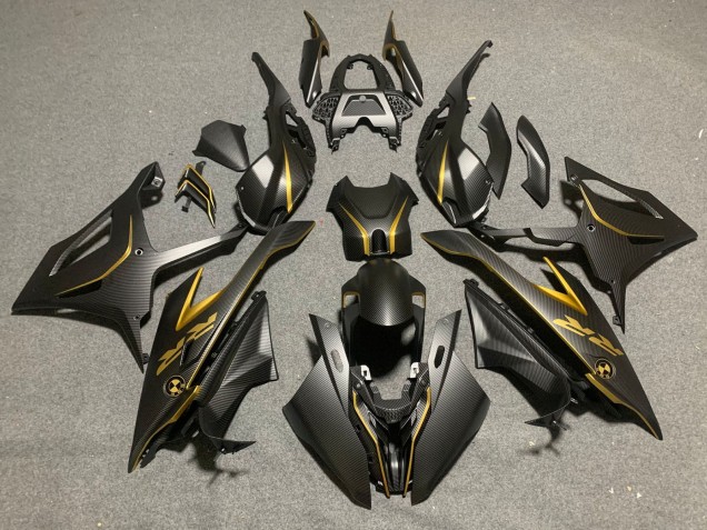 2019-2022 BMW S1000RR Motorcycle Fairings - Black Gold Carbon Fiber UK