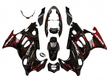 2004-2006 Suzuki GSX600F/GSX750F Motorcycle Fairings - Glossy Black Red Flame UK