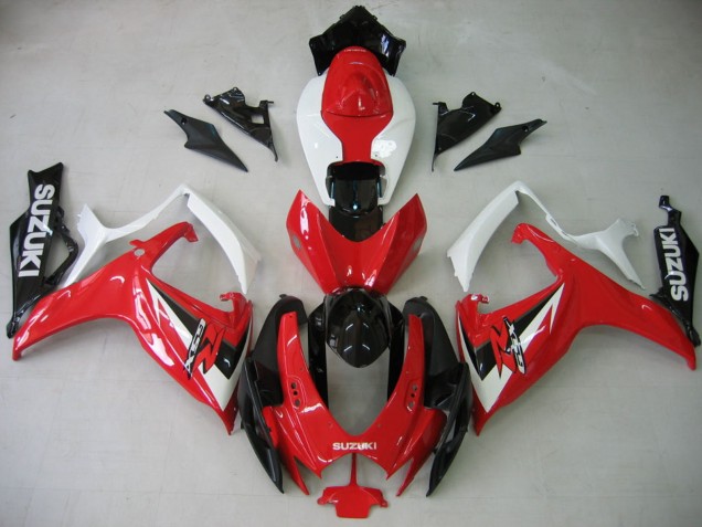 2006-2007 Suzuki GSXR 600 / GSXR 750 Motorcycle Fairing - White Red Glossy Black UK