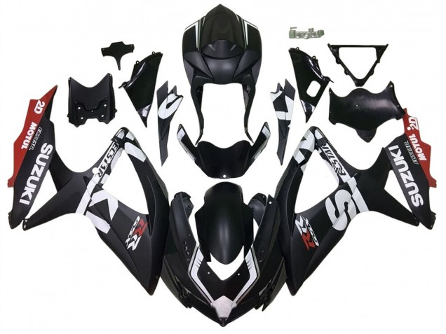 2008-2010 Suzuki GSXR 600 / GSXR 750 Motorcycle Fairings - Matte Black Red White UK