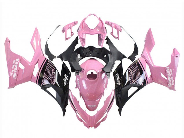 2018-2024 Kawasaki Ninja 400 Motorcycle Fairings - Pink Matte Black Honeycomb UK
