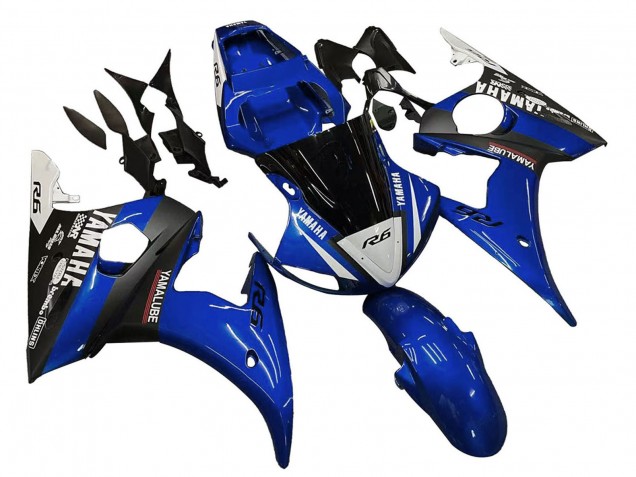 2003-2004 Yamaha YZF R6 Motorcycle Fairings - Blue White Glossy Black Yamalube UK