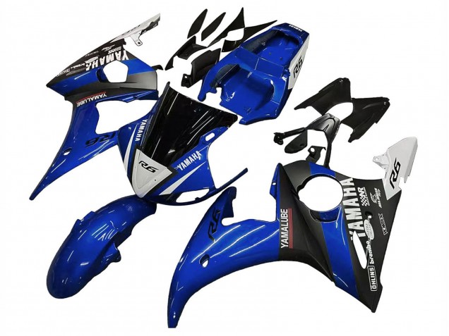 2003-2004 Yamaha YZF R6 Motorcycle Fairings - Blue White Glossy Black Yamalube UK