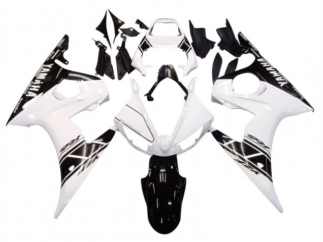 2003-2004 Yamaha YZF R6 Motorcycle Fairing - White Glossy Black UK