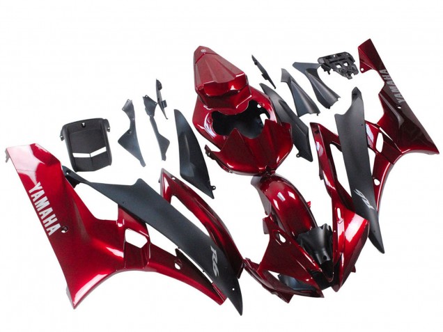 2006-2007 Yamaha YZF 600 R6 Motorcycle Fairing - Red Matte Black UK