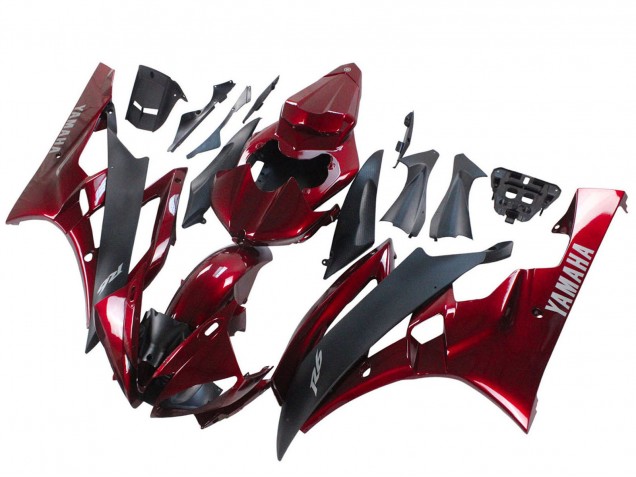 2006-2007 Yamaha YZF 600 R6 Motorcycle Fairing - Red Matte Black UK