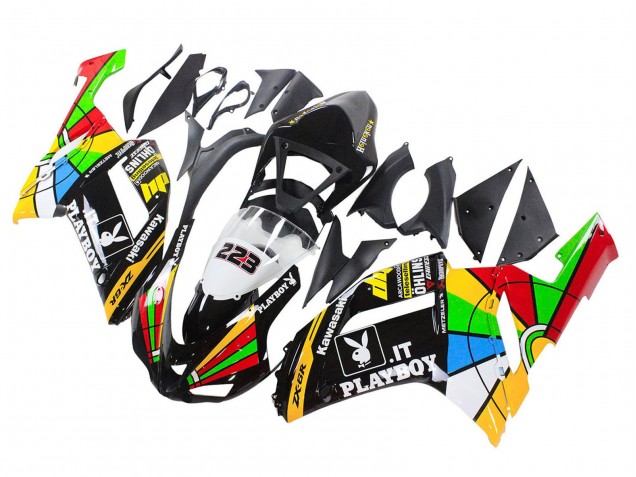 2007-2008 Kawasaki ZX6R Motorcycle Fairings - Colorful Playboy 223 UK