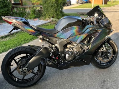 2019-2022 Kawasaki ZX6R Motorcycle Fairings - Black Rainbow UK