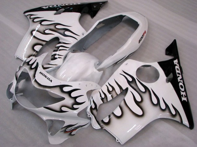 1999-2000 Honda CBR600 F4 Motorcycle Fairings - White Glossy Black Flame UK