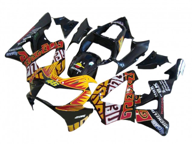 2000-2001 Honda CBR900RR 929 Motorcycle Fairings - Glossy Black Orange Repsol Rossi UK