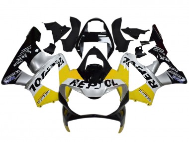 2000-2001 Honda CBR900RR 929 Motorcycle Fairings - Yellow Silver Glossy Black Repsol UK