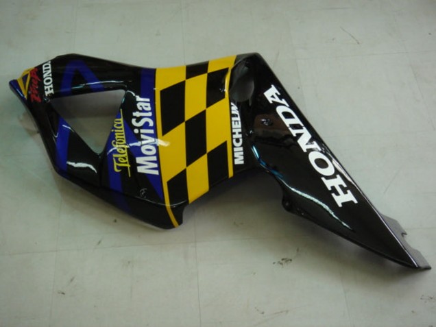 2002-2003 Honda CBR900RR 954 Motorcycle Fairings - Blue Yellow Glossy Black Telefonica MoviStar Castrol UK