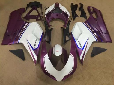 2007-2014 Ducati 848 Motorcycle Fairings - White Blue Purple Corse UK