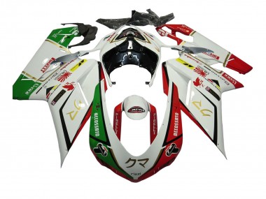 2007-2014 Ducati 848/1098/1198 Motorcycle Fairings - White Red Green Accossato UK