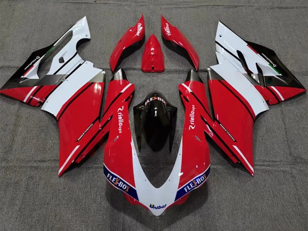2015-2020 Ducati 959/1299 Motorcycle Fairing - White Red Glossy Black Unibat Flex-Box UK