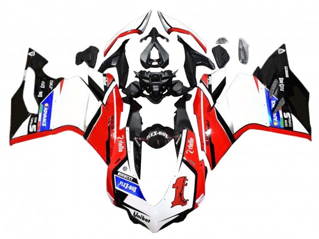 2015-2020 Ducati 959/1299 Motorcycle Fairings - White Red Glossy Black Unibat Flex-Box UK