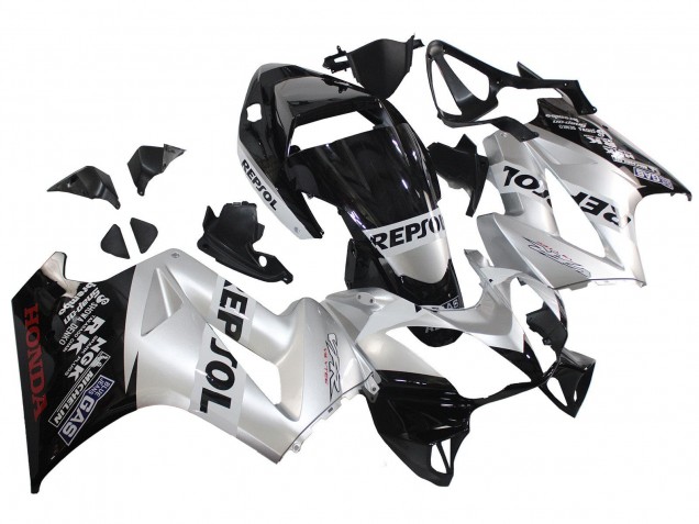 2002-2013 Honda VFR 800 Motorcycle Fairings - Silver Glossy Black Repsol UK
