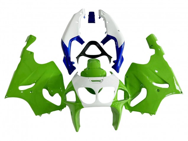 1996-2003 Kawasaki ZX7R Motorcycle Fairings - White Green Blue UK