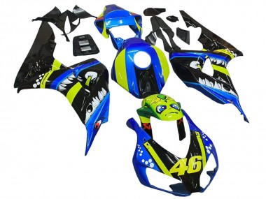 2006-2007 Honda CBR1000RR Motorcycle Fairings - Blue Fluorescent Green Glossy Black Shark 46 UK