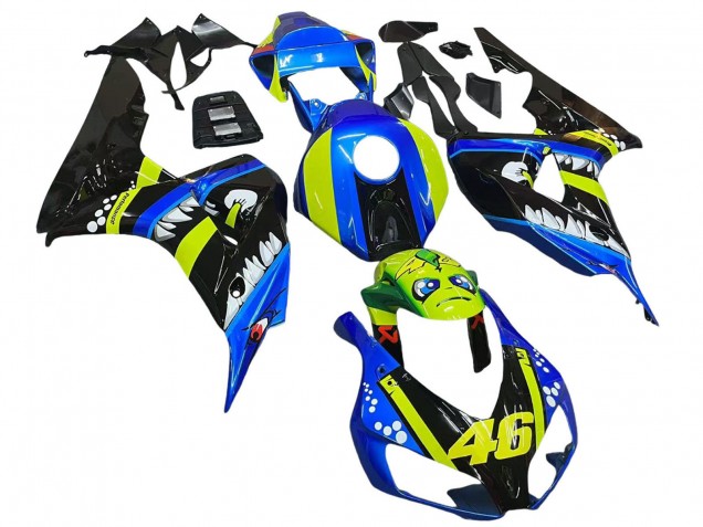 2006-2007 Honda CBR1000RR Motorcycle Fairings - Blue Fluorescent Green Glossy Black Shark 46 UK