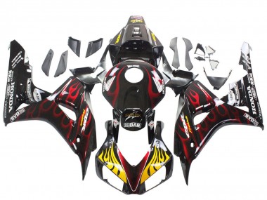 2006-2007 Honda CBR1000RR Motorcycle Fairings - Glossy Black Yellow Red Flame UK