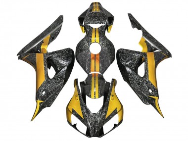 2006-2007 Honda CBR1000RR Motorcycle Fairings - Gold Black Forged Carbon Fiber UK