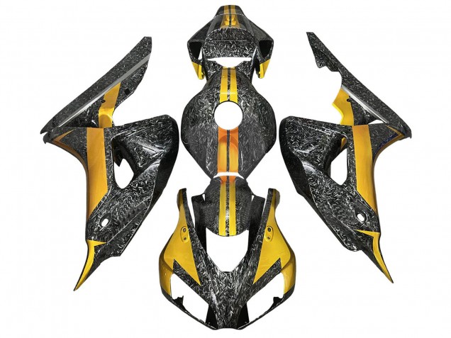 2006-2007 Honda CBR1000RR Motorcycle Fairings - Gold Black Forged Carbon Fiber UK