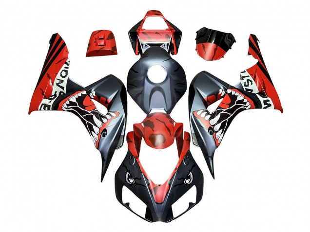 2006-2007 Honda CBR1000RR Motorcycle Fairings - Red Matte Black Monster Shark UK