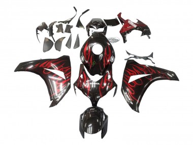 2008-2011 Honda CBR1000RR Motorcycle Fairing - Glossy Black Red Flame UK