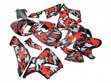 2005-2006 Honda CBR600RR Motorcycle Fairings - Black with Red Grey Camouflage UK