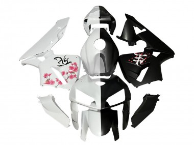 2005-2006 Honda CBR600RR Motorcycle Fairings - Black White with Cherry Blossom UK